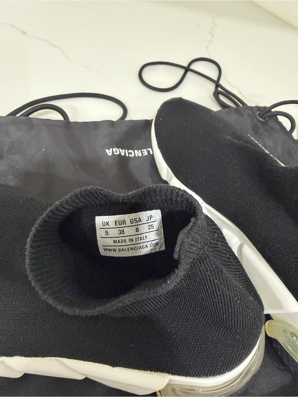 Balenciaga Black and White Stretch Knit Sock Sneakers